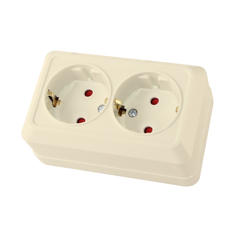 Розетка о/у TDM Ладога SQ1801-0066, 2 гнезда, с/з и шторками, 16А, 230В, IP20, слоновая кость Розетка о/у TDM Ладога SQ1801-0066, 2 гнезда, с/з и шторками, 16А, 230В, IP20, слоновая кость